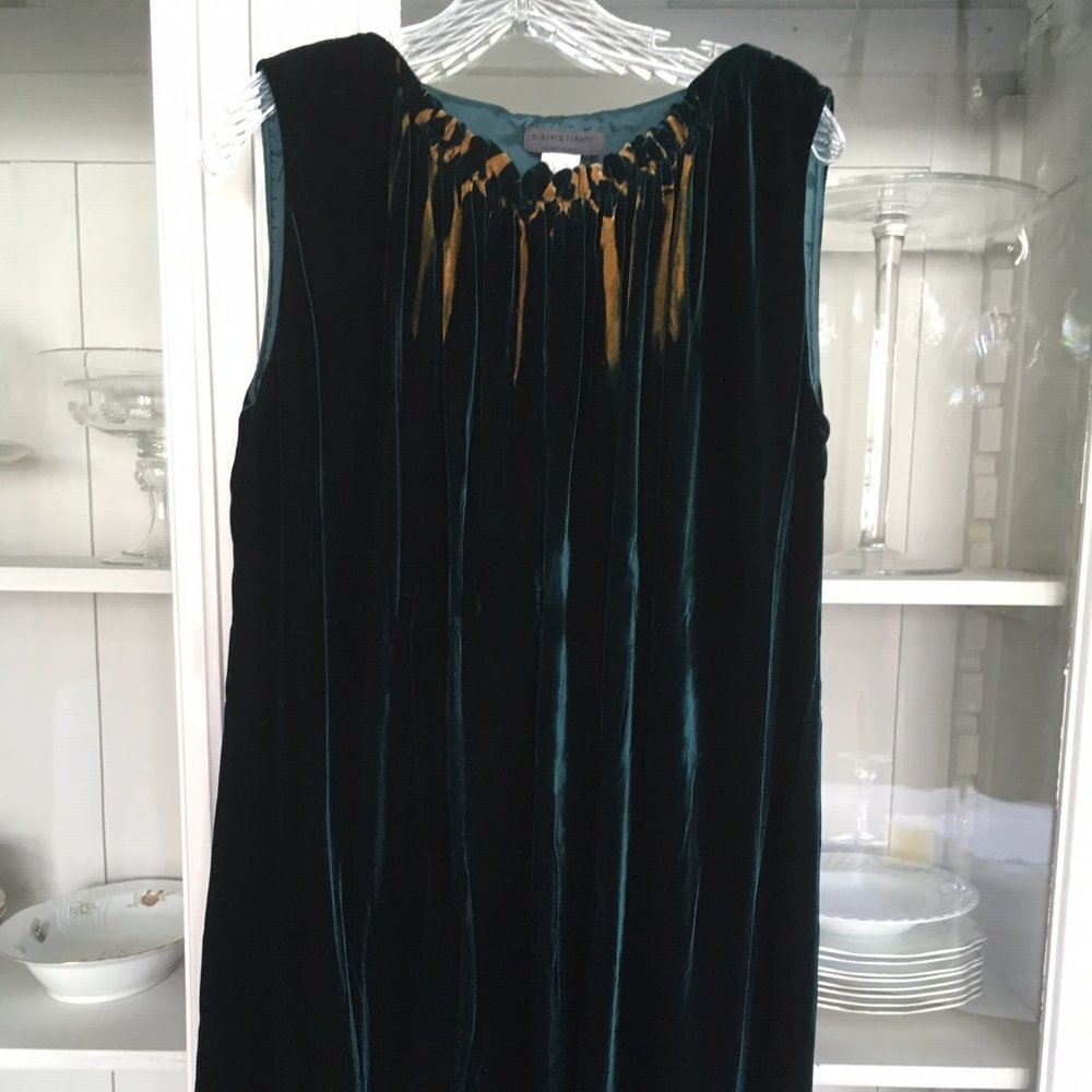 Alberta Ferretti green velvet dress 6